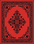 Crimson Black Floral Scroll Border Rug