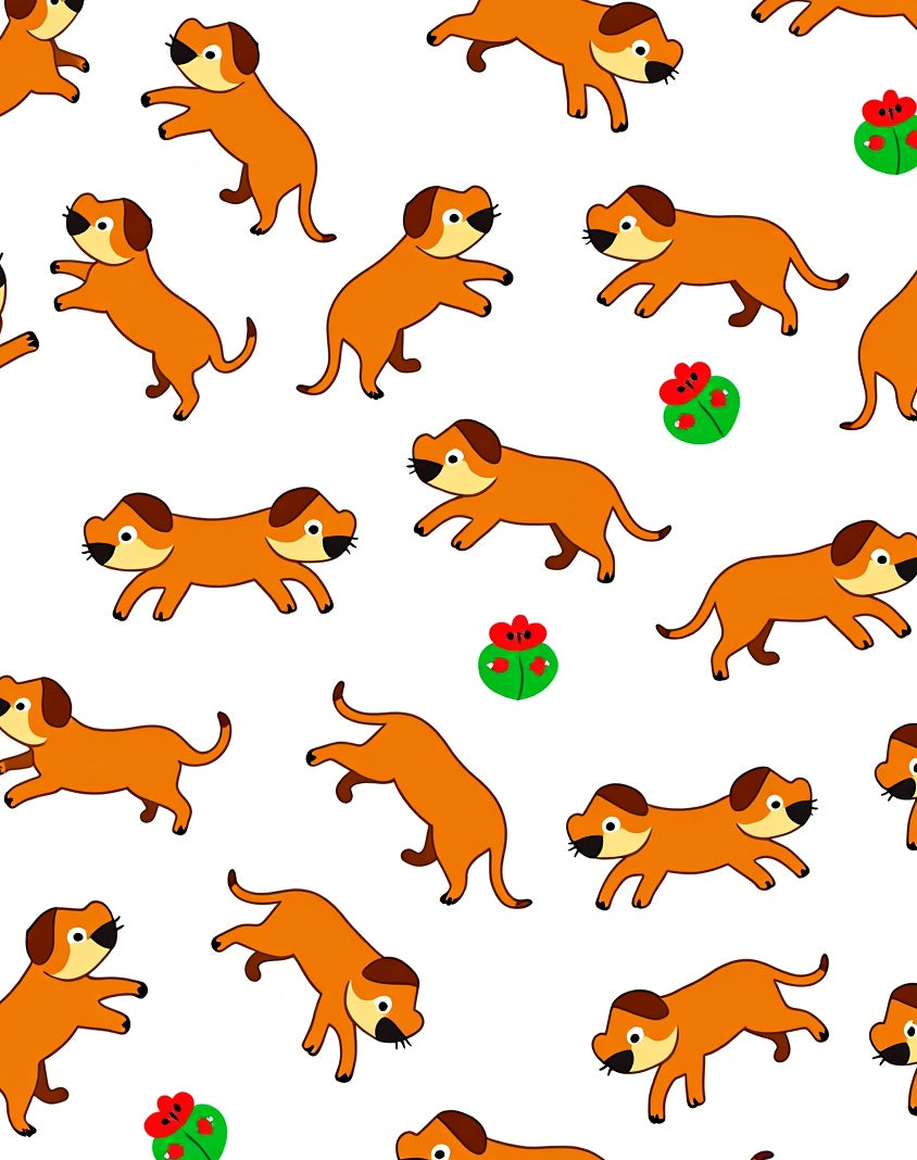 Playful Brown Dogs Whimsical Garden Rug