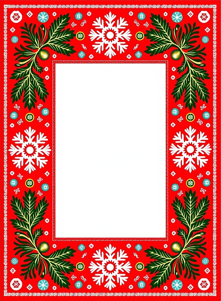 Red Snowflake Foliage Border Rug