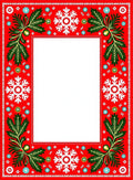 Red Snowflake Foliage Border Rug