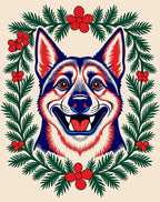 Crimson Blue Dog Pine Garland Rug