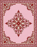 Crimson Pink Floral Scrollwork Medallion Rug
