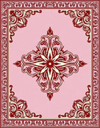 Crimson Pink Floral Scrollwork Medallion Rug