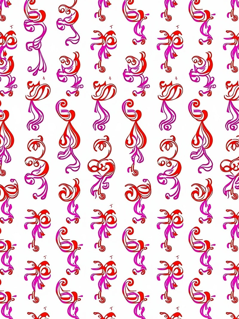 Ornate Red Pink Abstract Shape Rug