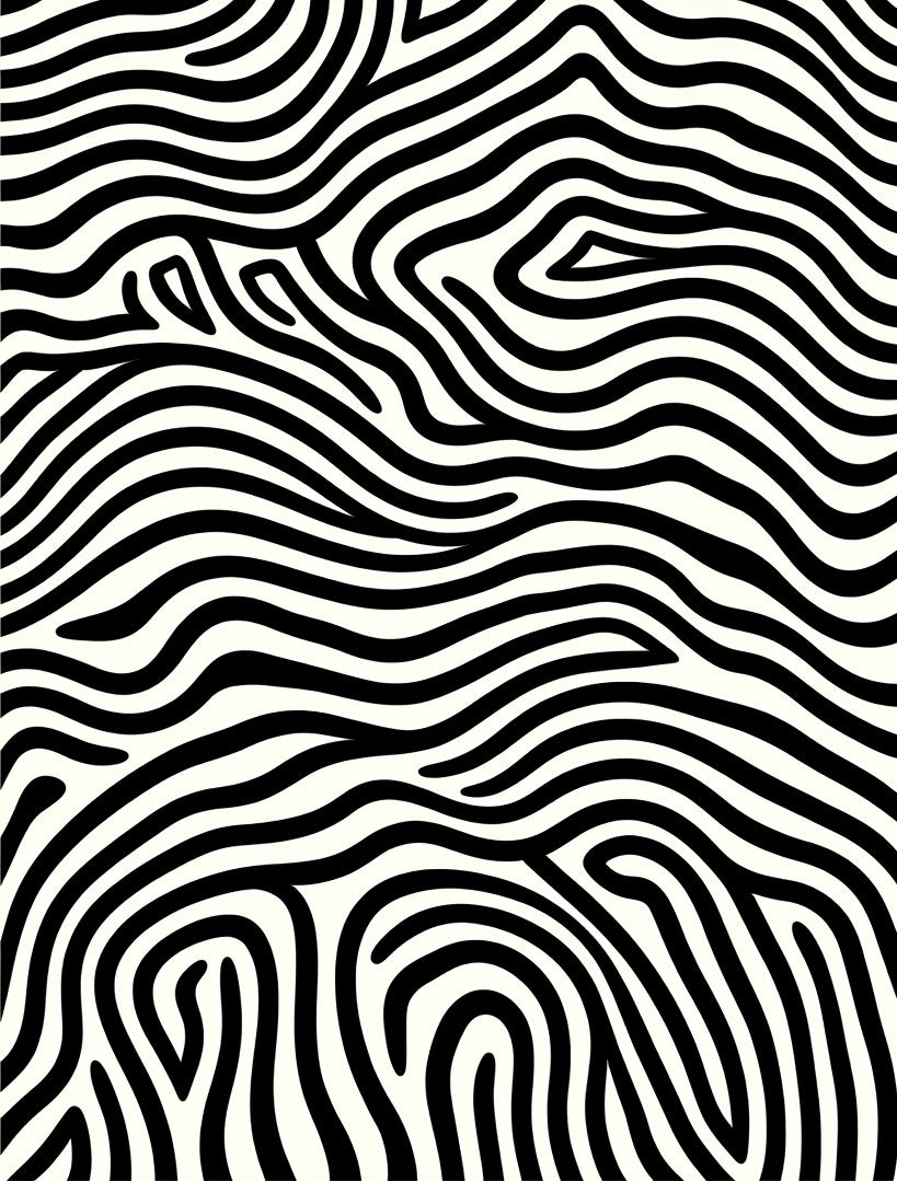 Black and White Wavy Stripe Abstract Rug