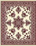 Deep Wine Floral Medallion Traditional Rug