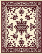 Deep Wine Floral Medallion Traditional Rug