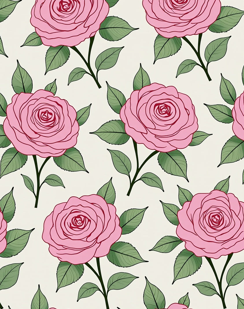 Pink Roses Garden Foliage Rug