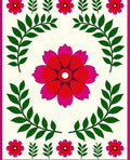 Vibrant Red Pink Floral Leaf Garland Rug