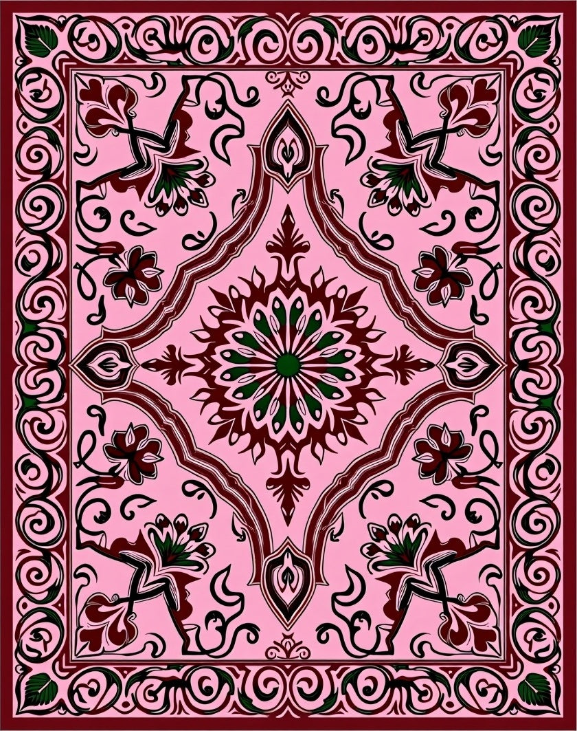Crimson Vine Garden Blooms Rug