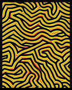 Bold Black Yellow Red Maze Rug