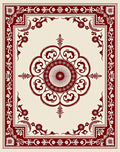 Crimson Floral Border Medallion Rug