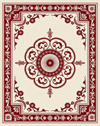 Crimson Floral Border Medallion Rug