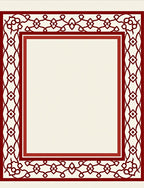 Crimson Red Openwork Geometric Border Rug