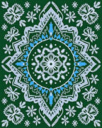 Emerald Green Mandala Starburst Accents Rug