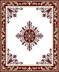 Ornate Crimson Floral Medallion Border Rug