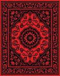 Vivid Red Floral Medallion Border Rug