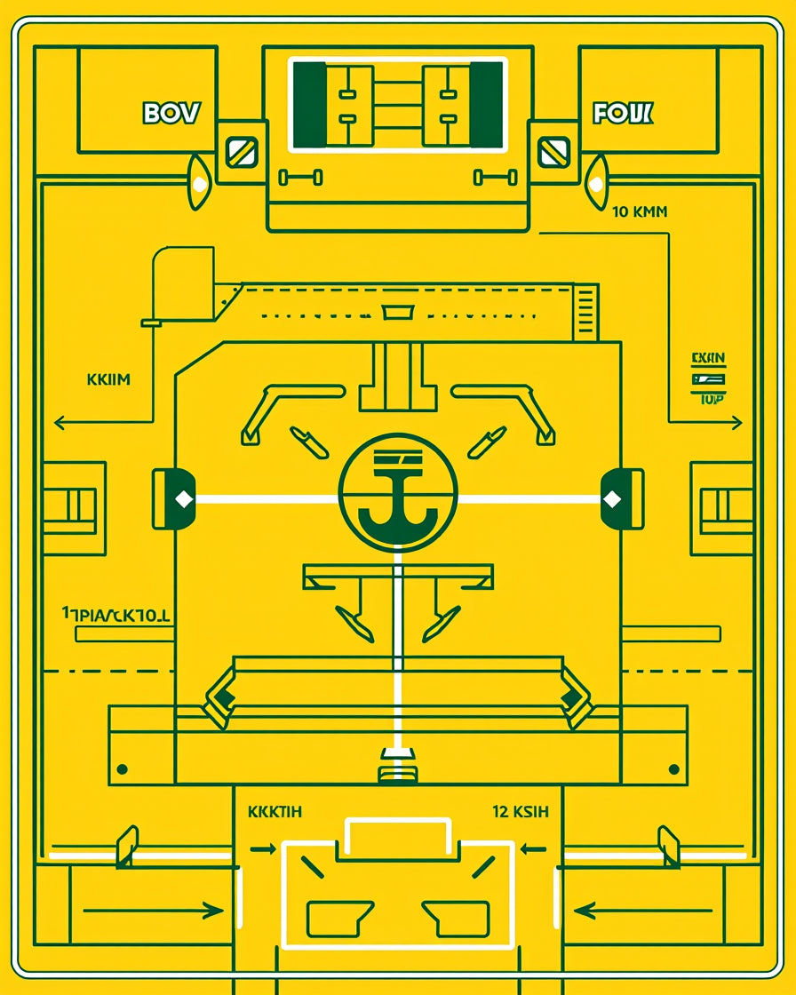 Bold Yellow and Green Nautical Chart Rug