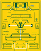 Bold Yellow and Green Nautical Chart Rug