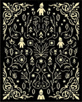 Whimsical Gnome Forest Cream Black Rug