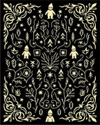 Whimsical Gnome Forest Cream Black Rug