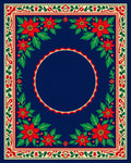 Crimson Floral Bordered Navy Square Rug