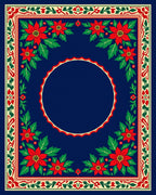 Crimson Floral Bordered Navy Square Rug