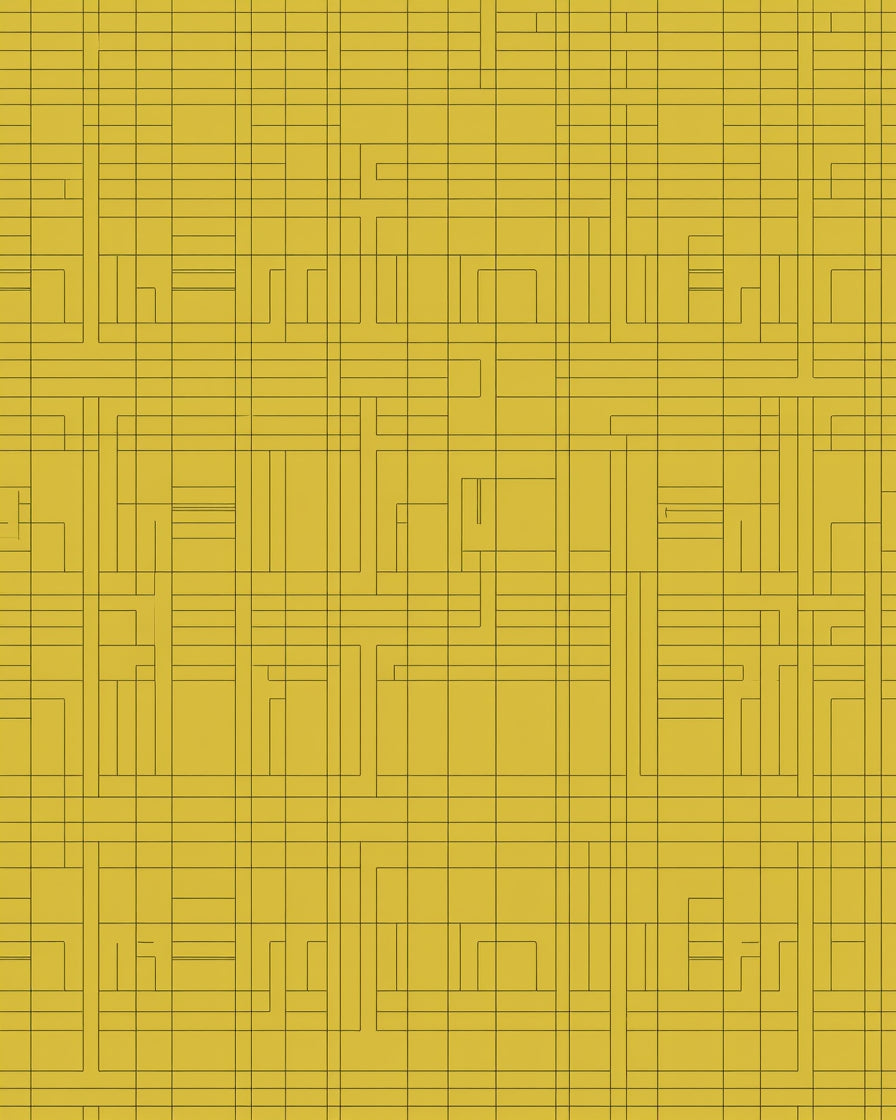 Golden Yellow Geometric Circuit Rug