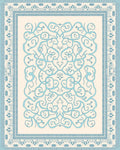 Light Blue Ornate Scroll Medallion Rug