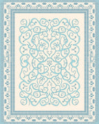 Light Blue Ornate Scroll Medallion Rug