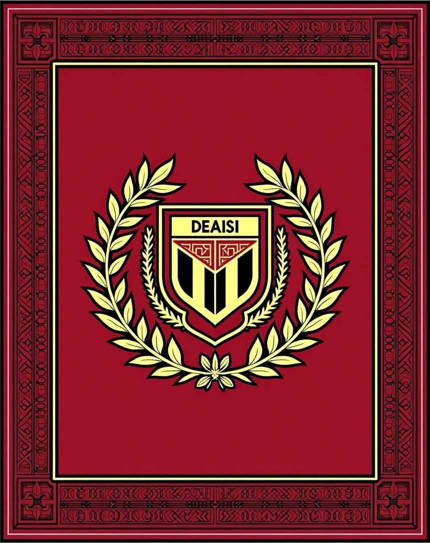 Crimson Laurel Crest Emblem Rug