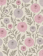 Soft Pink Orchid Floral Branches Rug