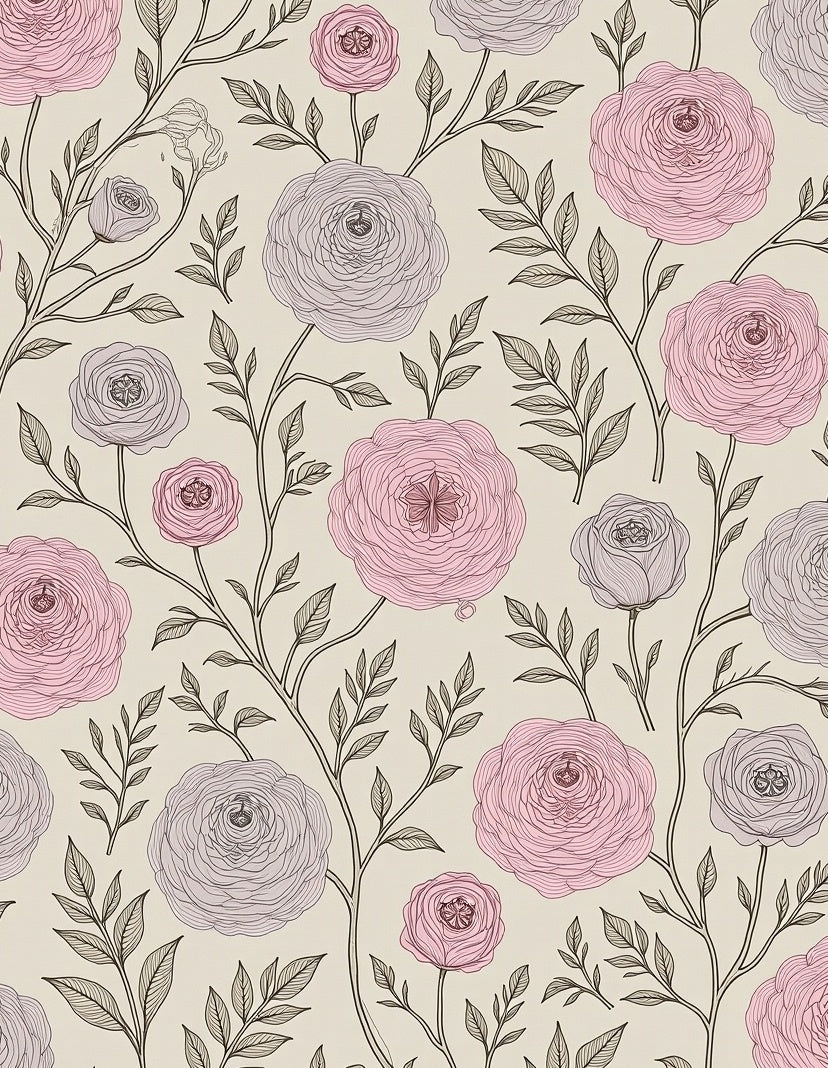 Soft Pink Orchid Floral Branches Rug