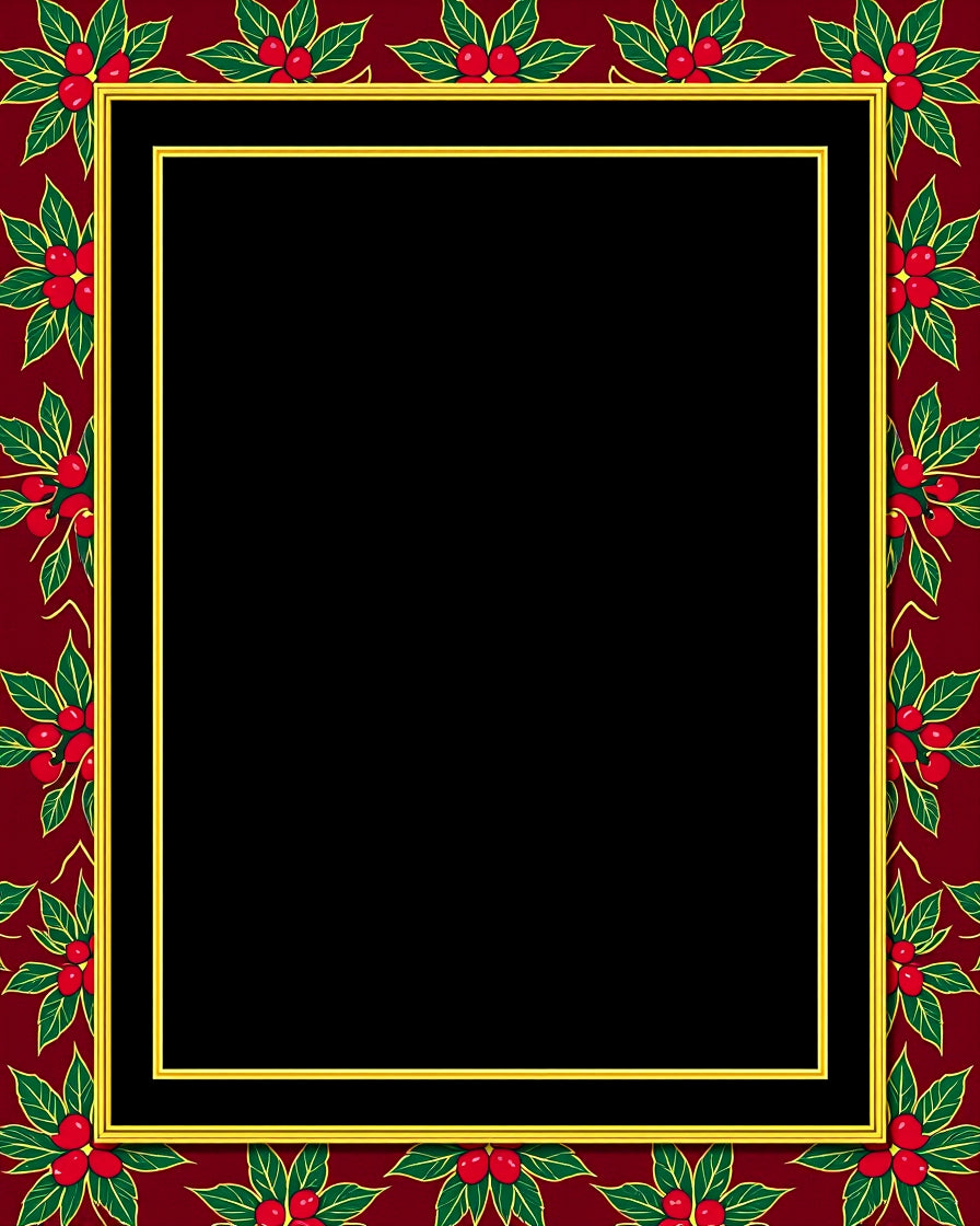 Classic Red Holly Berry Border Rug