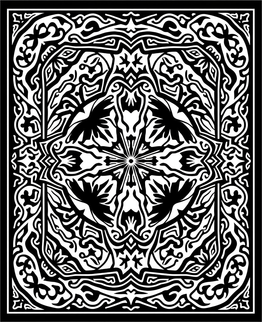Bold Black and White Abstract Floral Rug