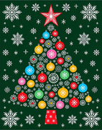 Festive Snowflakes Christmas Tree Ornaments Rug