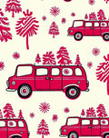 Red Christmas Van With Trees Rug