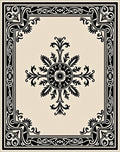 Black and Cream Ornate Floral Medallion Rug