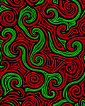 Red Green Swirl Abstract Rug