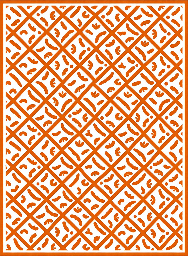 Orange Diamond Lattice Organic Shapes Rug