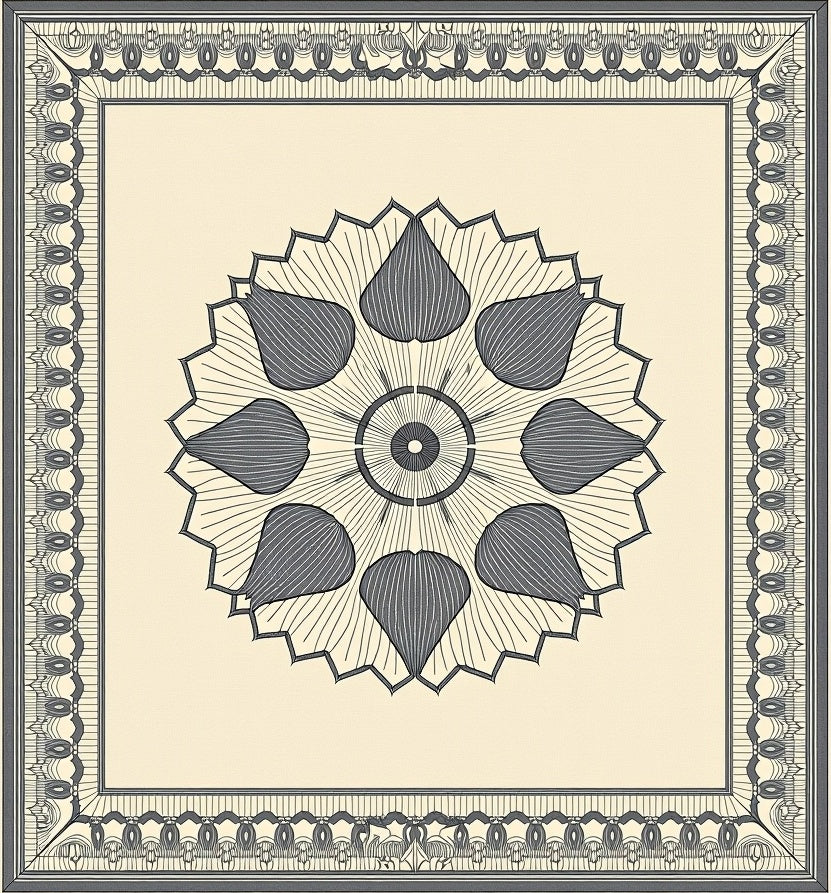 Gray Floral Medallion Bordered Rug