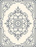 Gray Cream Floral Medallion Frame Rug