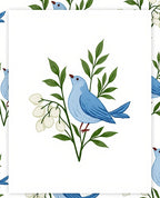 Whimsical Blue Bird Blossom Garden Rug