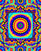 Vibrant Rainbow Psychedelic Mandala Rug