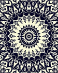 Ivory Navy Mandala Flower medallion Rug