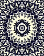Ivory Navy Mandala Flower medallion Rug