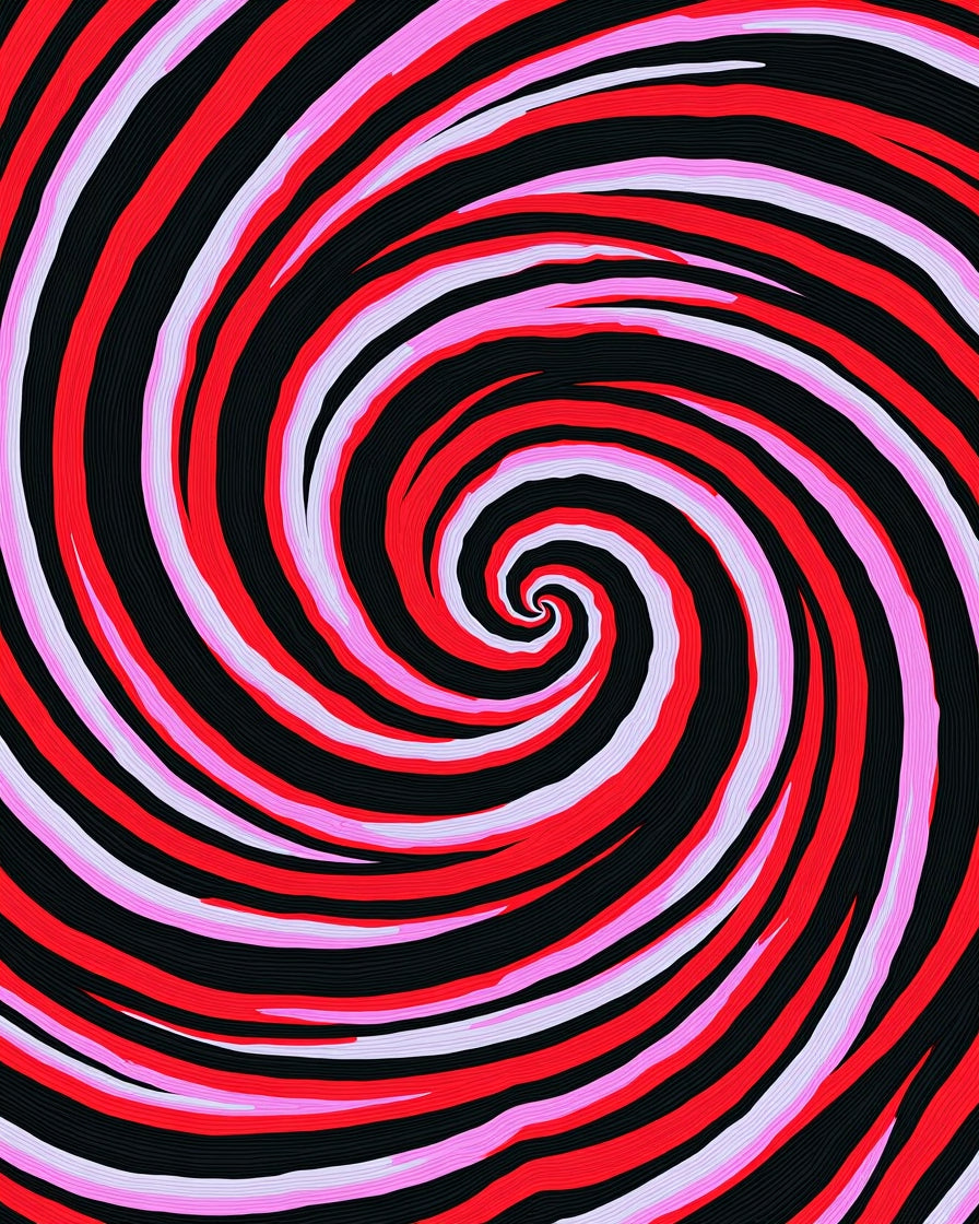 Vivid Swirl Crimson Pink Spiral Rug