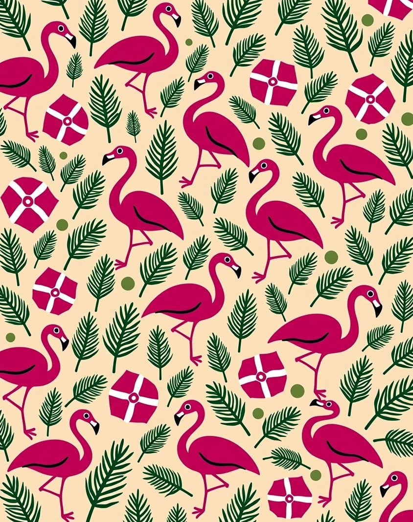 Pink Flamingo Tropical Beach Motif Rug