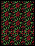 Crimson Red Floral Green Foliage Rug