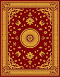 Majestic Red Golden Floral Medallion Rug
